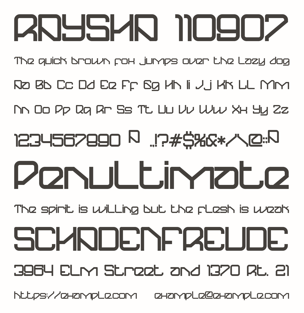 Шрифт RAYSHA 110907